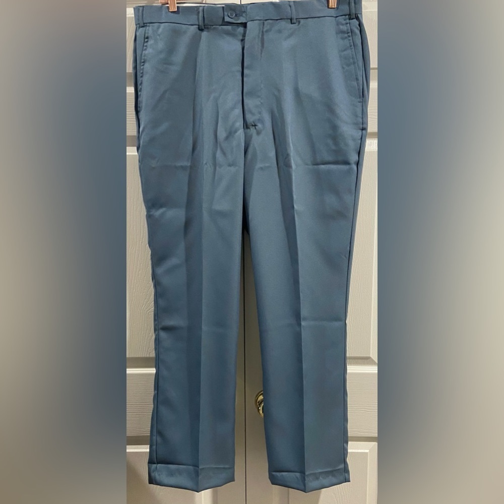 Haband Pants Mens Size 40 x 33 Dress Slacks Pants Pleated Classic Blue Lined